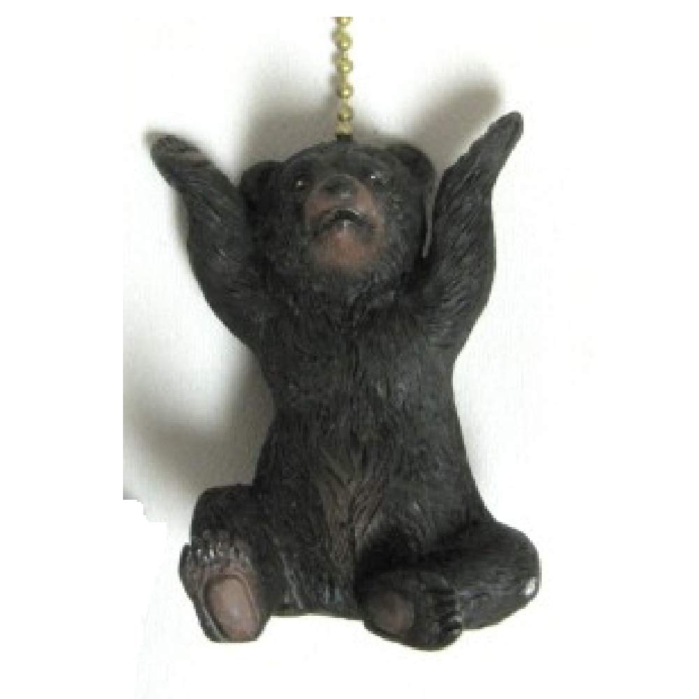 Black Bear with Raised Paws Fan Pull - Cute Animal Ceiling Fan Accessory for Home Decor, Nursery, Cabin, or Rustic Themed Rooms
