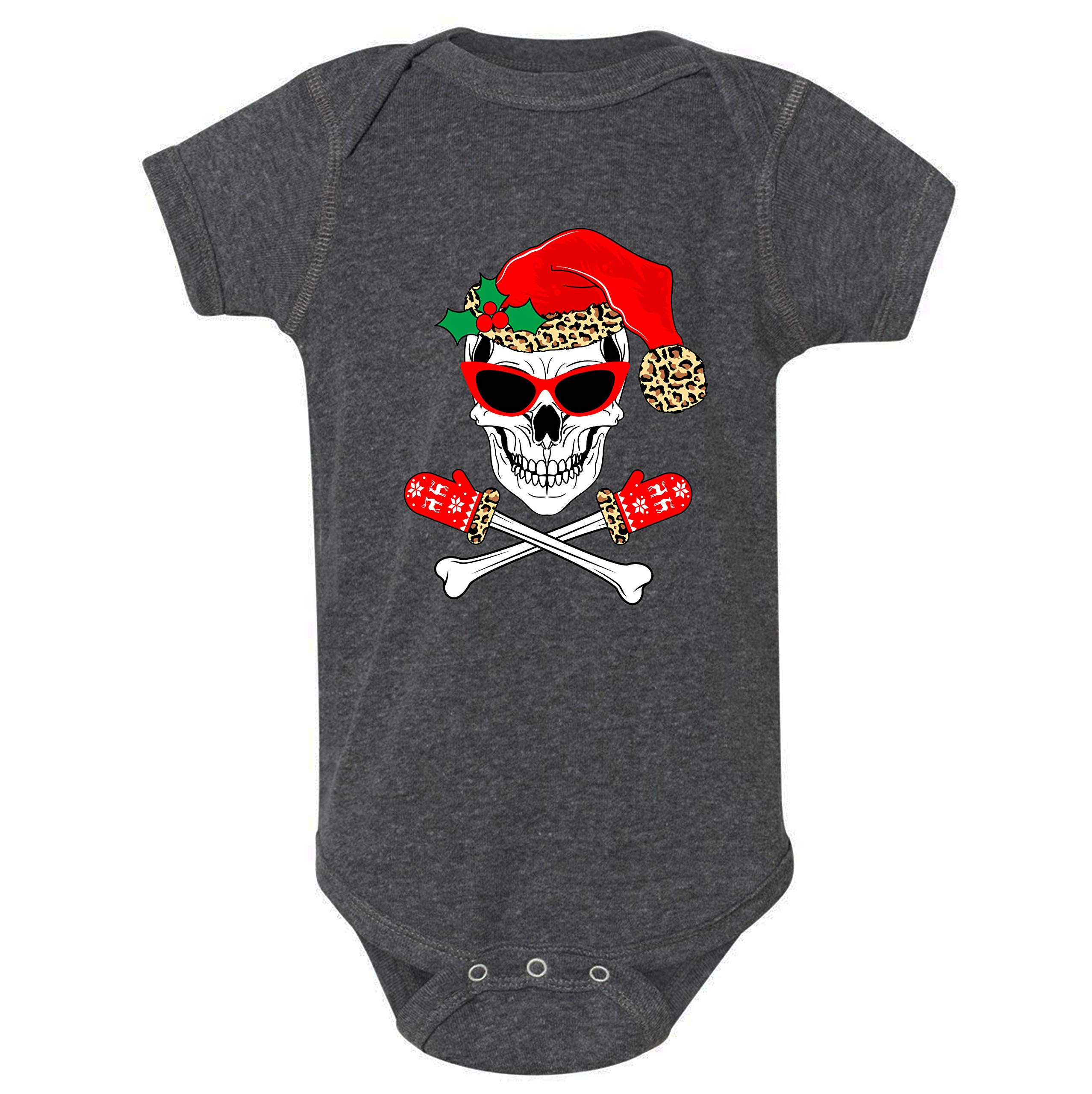 TEEAMORE Skull Christmas Shirt with Leopard Print Santa Hat - Cute Holiday Outfit for Girls, Boys & Babies | Perfect Christmas Gift for Kids, Family & Friends | Great for Holiday Parties, Photos & Festive Celebrations