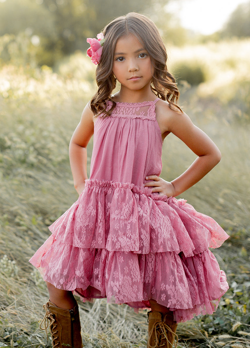 Elegant Catrina Dress in Dusty Rose - Flowy Maxi Dress for Women | Perfect for Weddings, Parties & Special Occasions