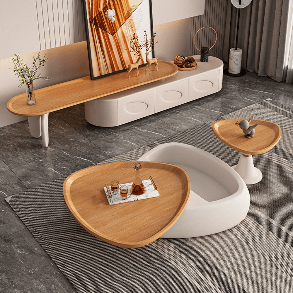 Modern Triangle Coffee Table Set with Side Table - Stylish & Space-Saving Living Room Furniture for Small Spaces, Home Decor, and Apartment Essentials