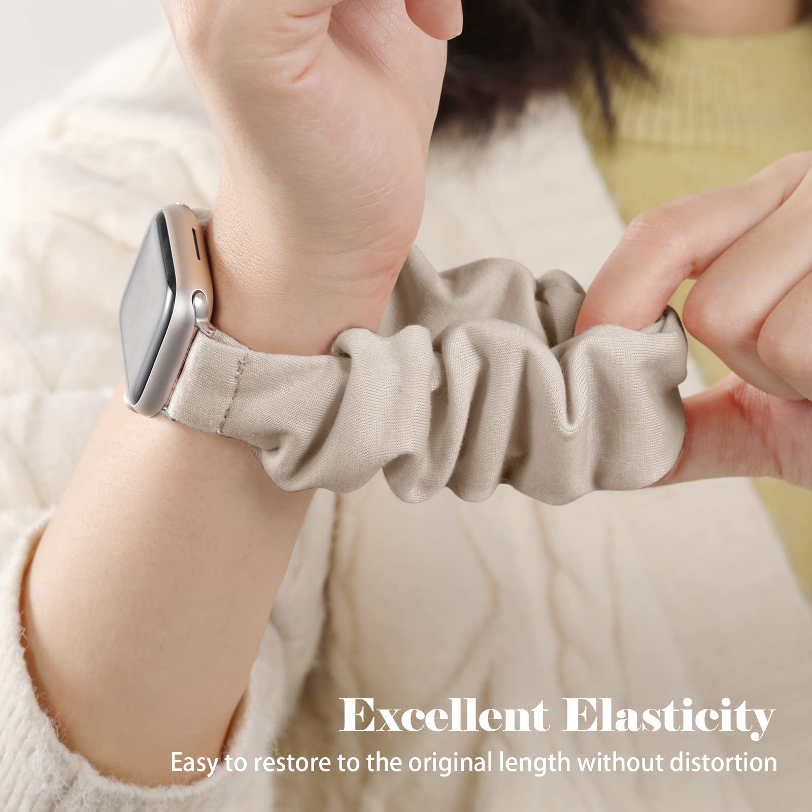 Adorve 5 Pack Scrunchie Bands for Apple Watch 38mm 40mm 41mm 42mm 44mm 45mm 49mm - Cute Adjustable Fabric Elastic Strap Compatible with iWatch SE Ultra Series 8 7 6 5 4 3 2 1 - Perfect for Workouts, Yoga, Running & Everyday Fashion Accessory