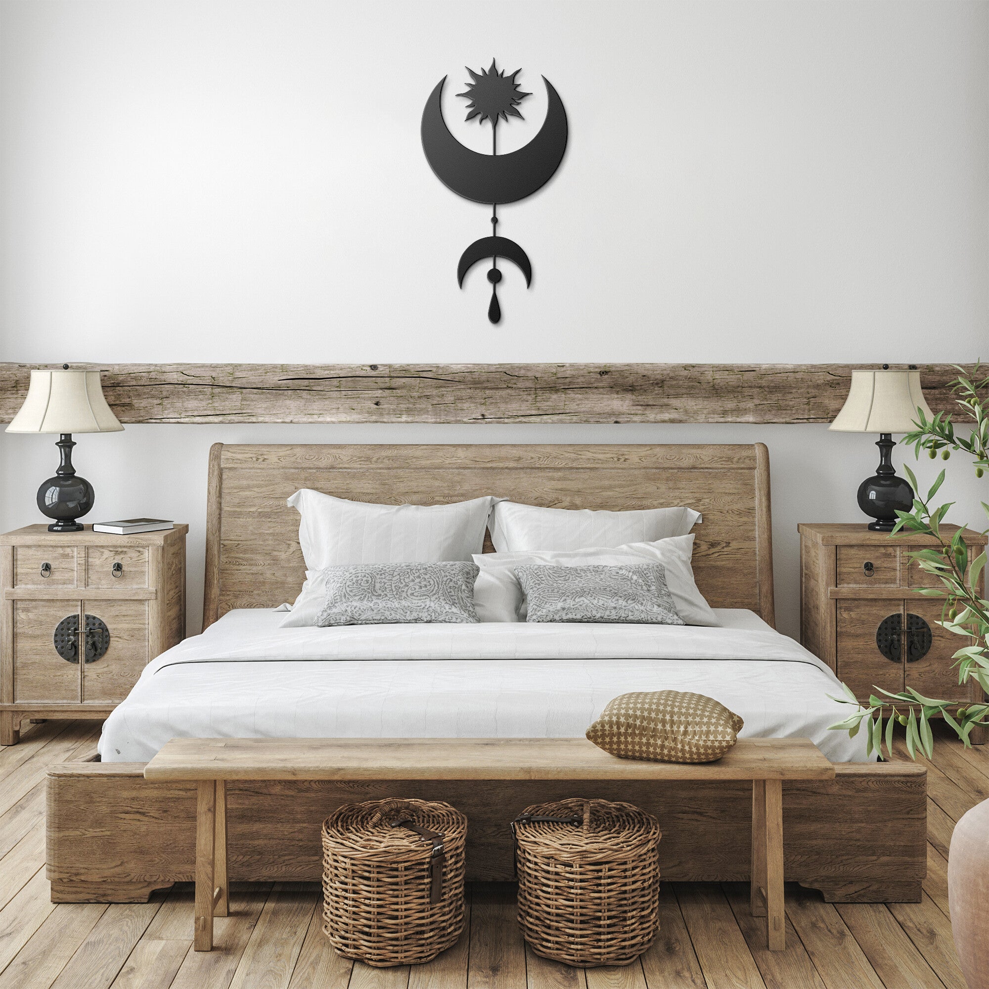 Celestial Metal Wall Art Decor - Handcrafted Boho Chic Wall Hanging for Living Room, Bedroom & Office Decor