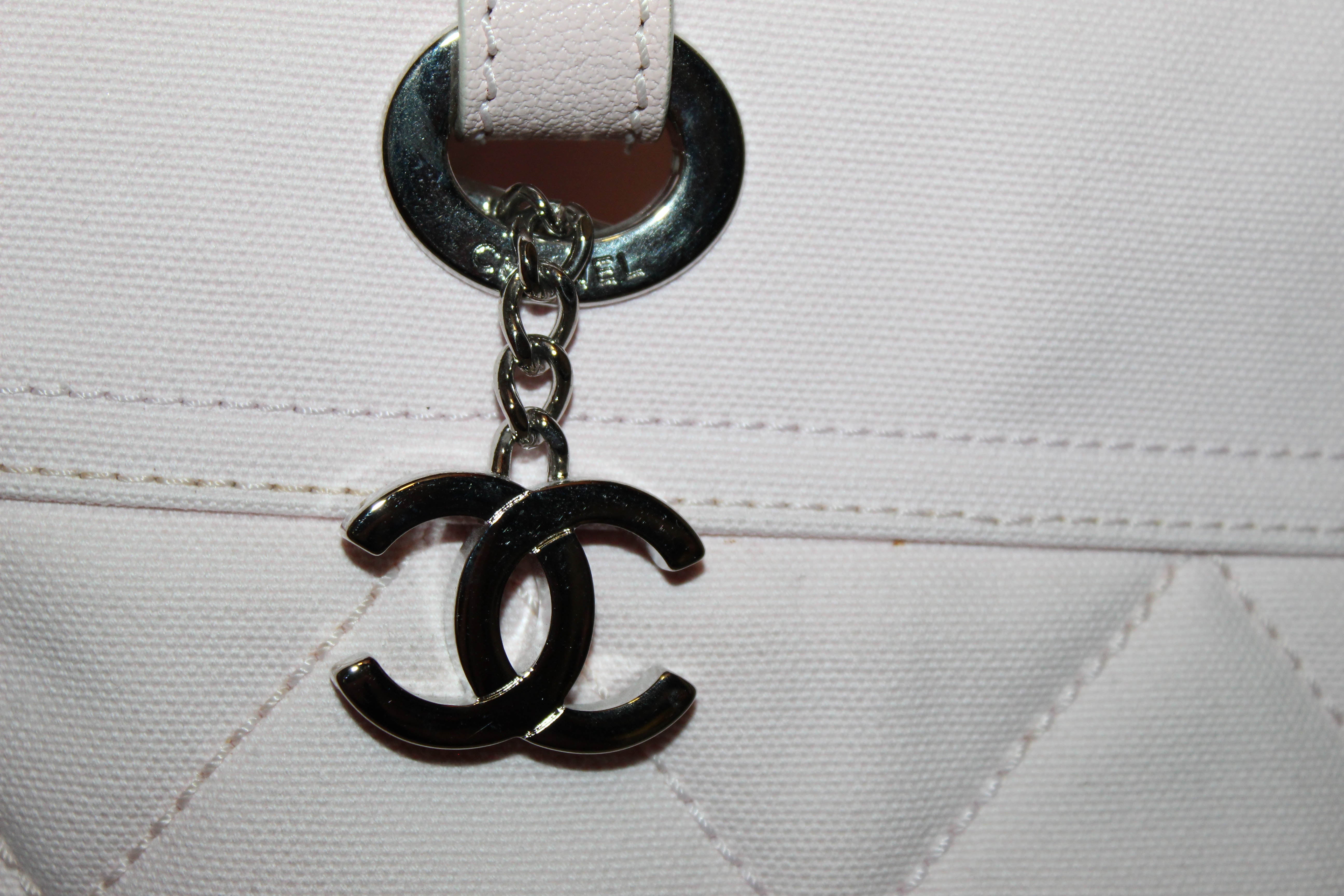 Authentic Chanel Pink Biarritz Canvas Leather Tote Bag for Women - Luxury Designer Handbag for Work, Travel & Everyday Use