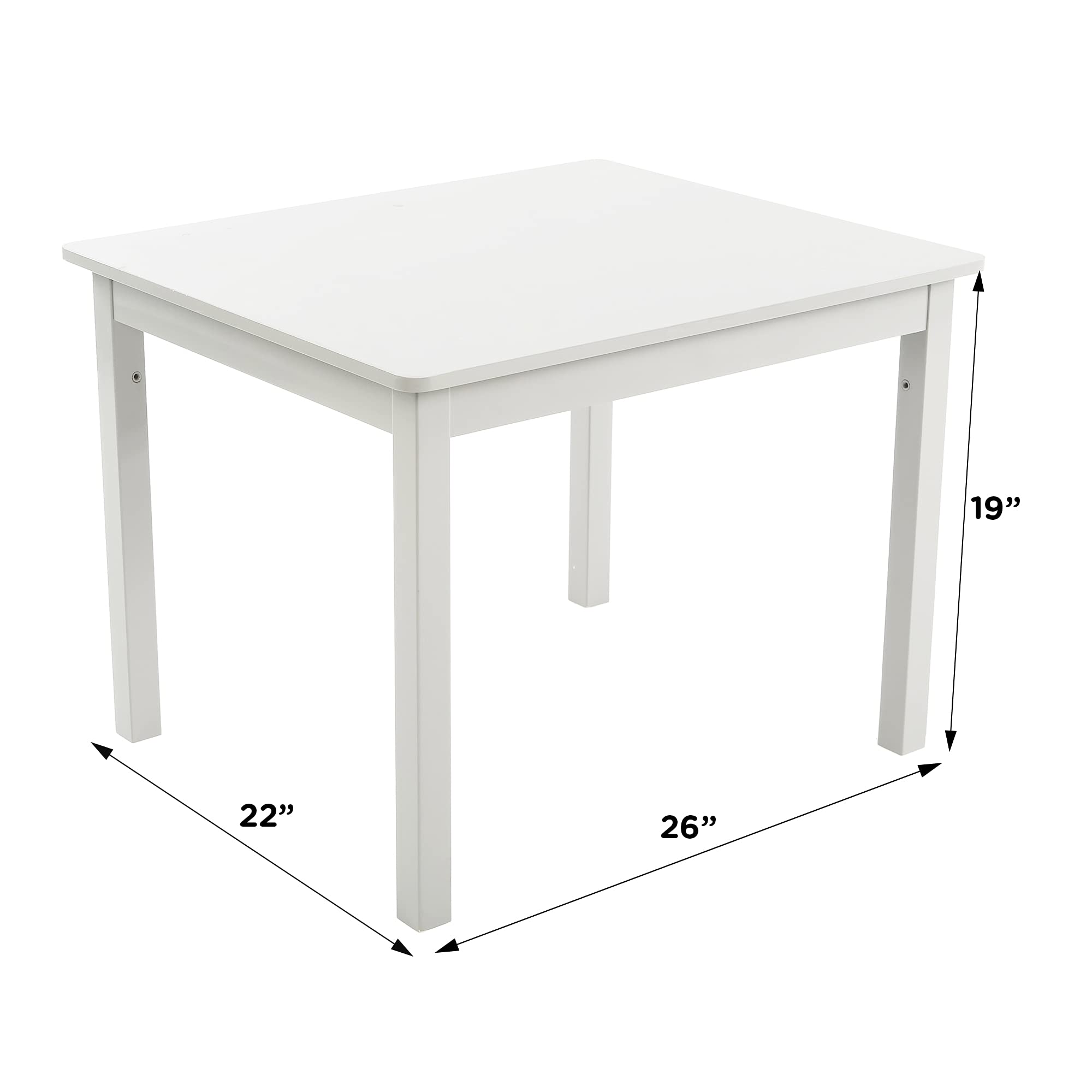 Humble Crew Kids Wooden Table and 4 Chairs Set - White/Pastel Toddler Activity Table for Arts, Crafts & Snack Time - Sturdy & Durable Children's Furniture for Playroom, Classroom & Home Learning