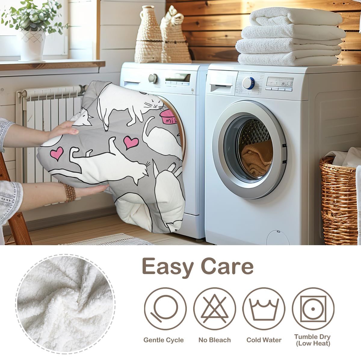 Sleepwish White & Gray Sherpa Fleece Throw Blanket - Super Soft Cat Print Blanket for Kids & Baby (30x40 Inches) - Cozy for Bed, Couch, Chair, Nursery & Travel
