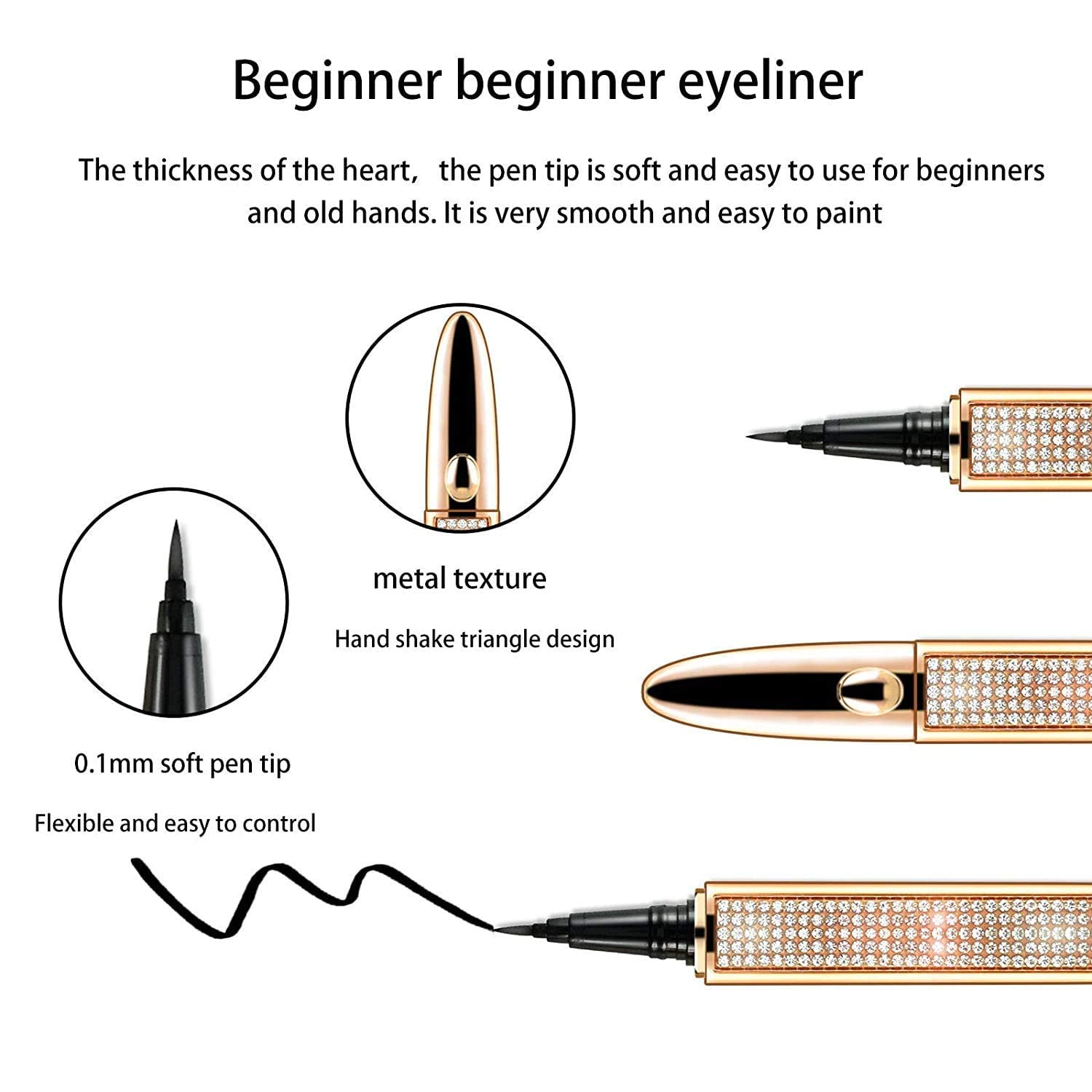 Long Lasting Matte Black Diamond Pen Eyeliner (1.8ml) - Smudge Proof & Waterproof Liquid Eyeliner for Precise Winged Liner - Perfect for Daily Makeup, Party & Special Occasions