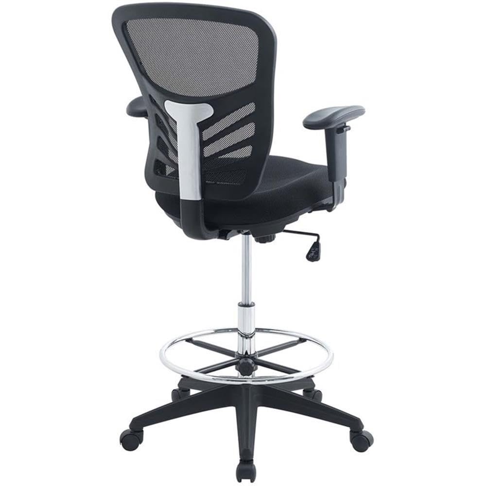 Modway Articulate Ergonomic Drafting Chair - Adjustable Height Office Chair for Desk & Drafting Table - Black Mesh Back Support - Perfect for Home Office, Reception & Studio Work