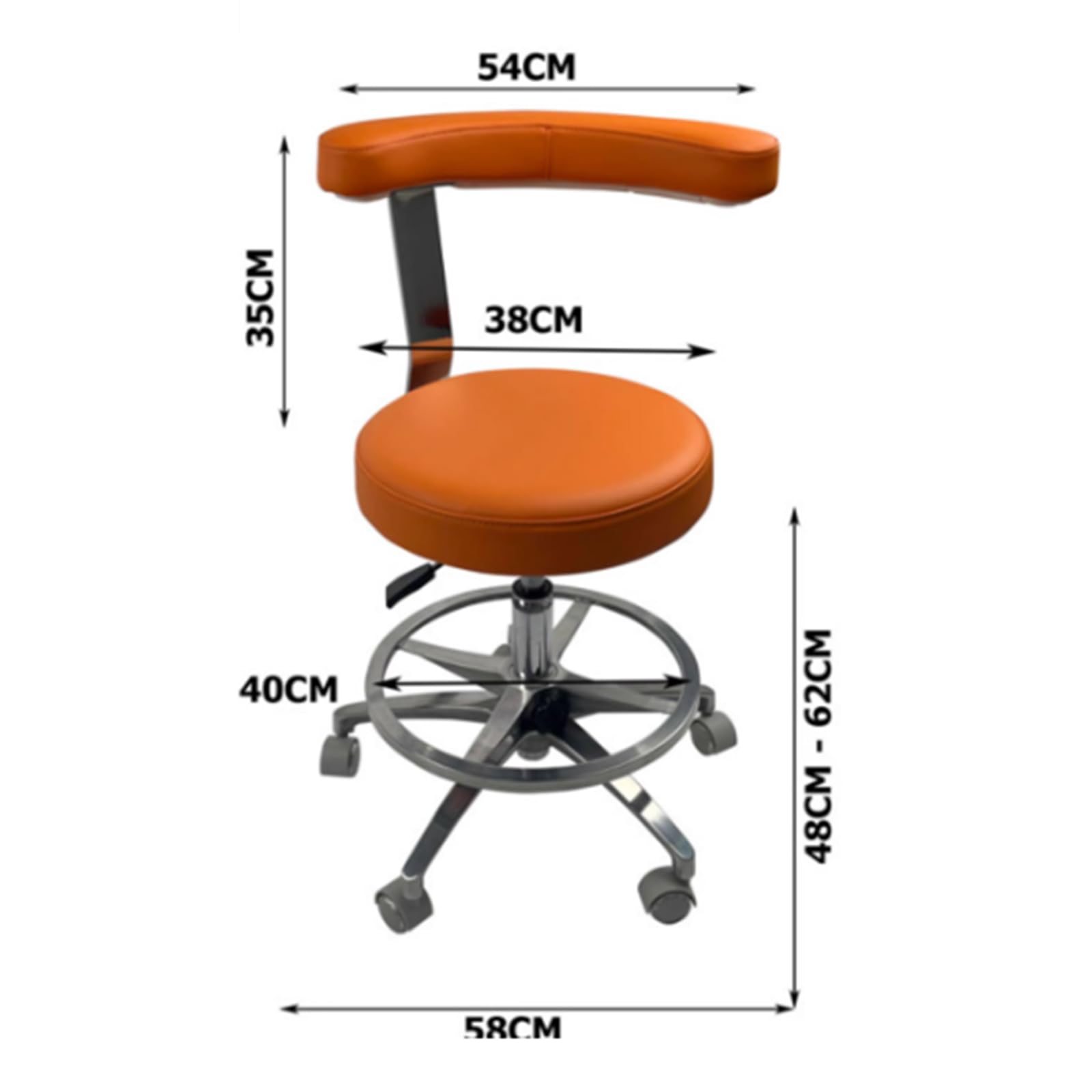 Adjustable Height Dental Stool with Armrest - Microfiber Leather Doctor Chair Assistant Stool for Dentists, Hygienists & Medical Professionals - Perfect for Dental Clinics, Exam Rooms & Medical Offices