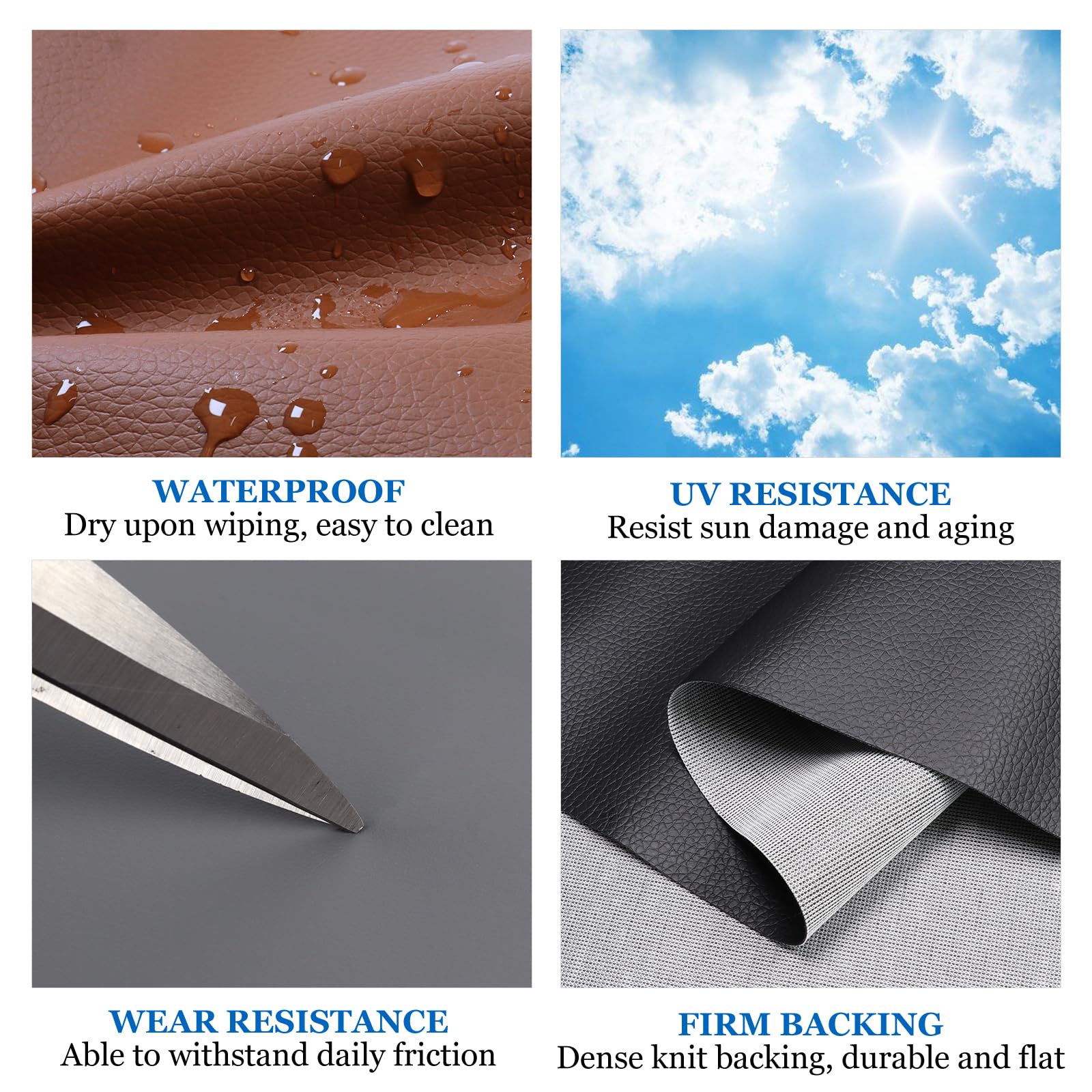 Premium Marine Vinyl Fabric - Waterproof, Hypoallergenic & Durable Artificial Leather for Boat Upholstery, Car Seats & Furniture DIY (2 Yards, Gray) - Ideal for Outdoor Cushions, RV Interiors & Home Decor Projects