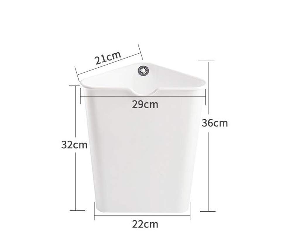 Hflove Triangle Plastic Kitchen Trash Can - White Corner Waste Bin for Small Spaces | Perfect for Under Sink, Bathroom, or Office Use