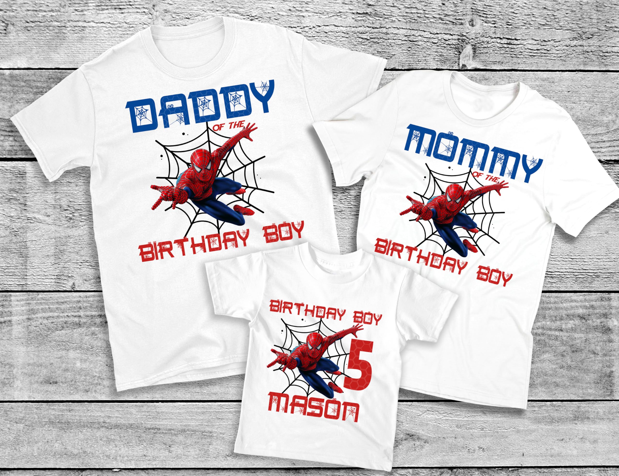 Spider Superhero Birthday T-Shirt for Toddlers & Kids - Custom Family Matching Outfit for Birthday Parties & Special Events