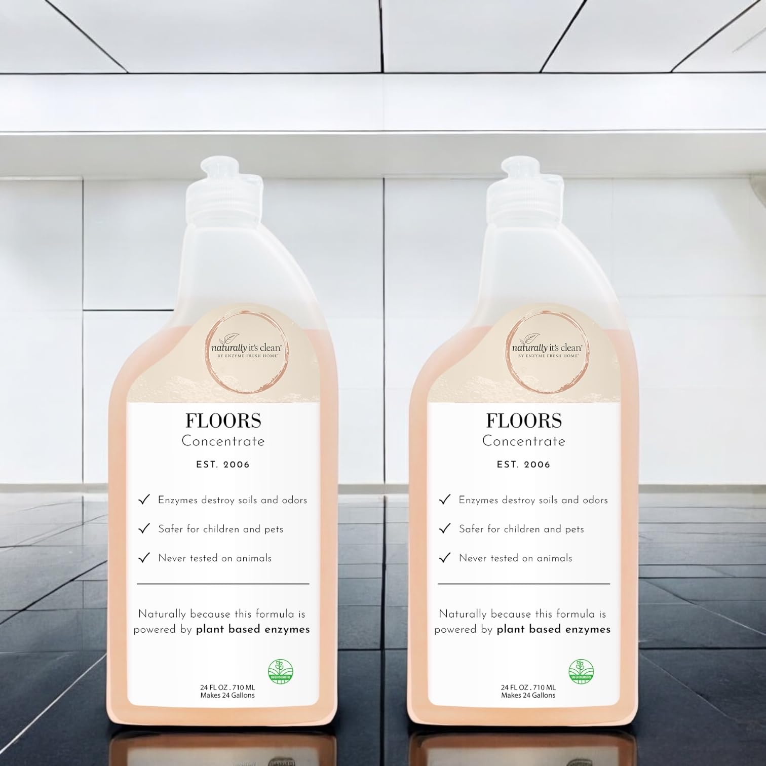 Naturally It's Clean Floor Enzyme Cleaner | 24 Gallon Rinse-Free Concentrate | 2-Pack | Perfect for Hardwood, Tile & Laminate Floors