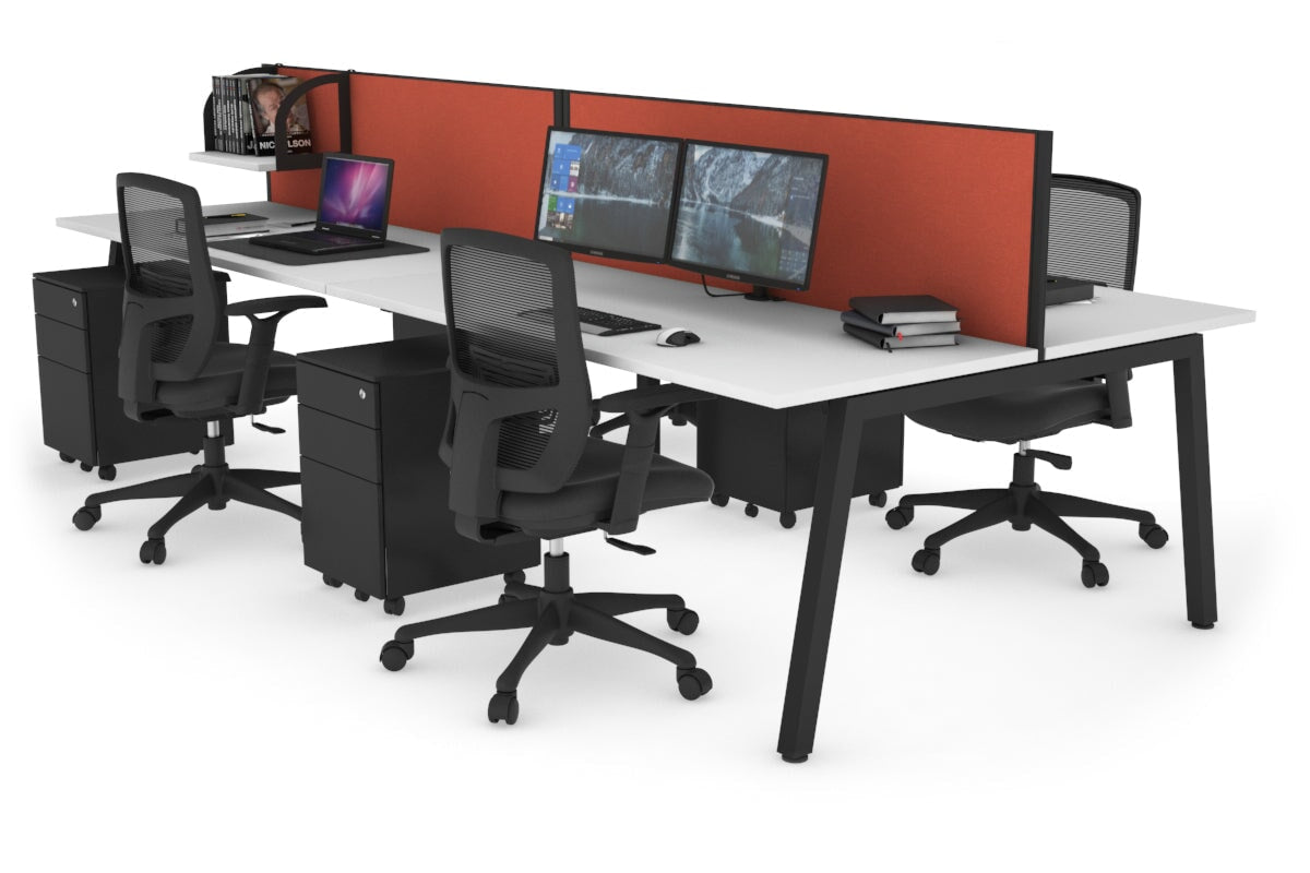 Quadro 4-Person Office Workstation Desk - 1600L x 700W Dimensions - Perfect for Team Collaboration, Open Office Spaces & Shared Workstations