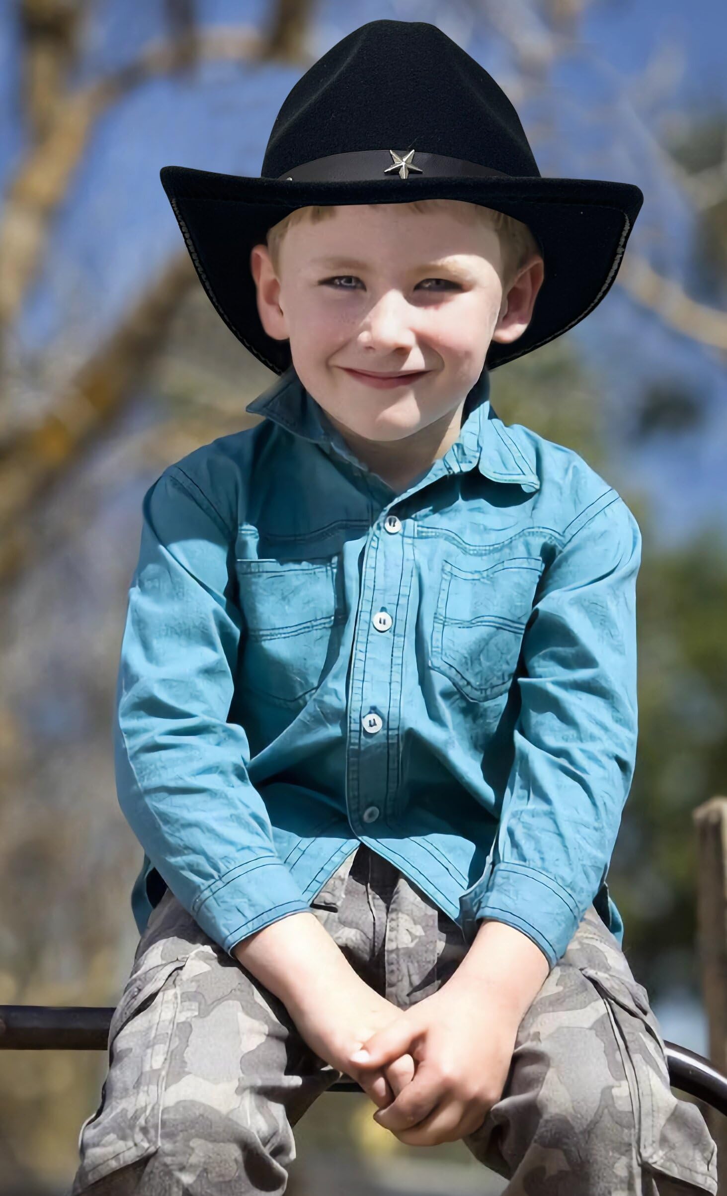 Lanzom Kids Cowboy Cowgirl Hat with Adjustable Buckle Belt - Western Felt Hat for Toddlers, Boys & Girls - Perfect for Dress Up, Halloween, Rodeo & Western Themed Parties