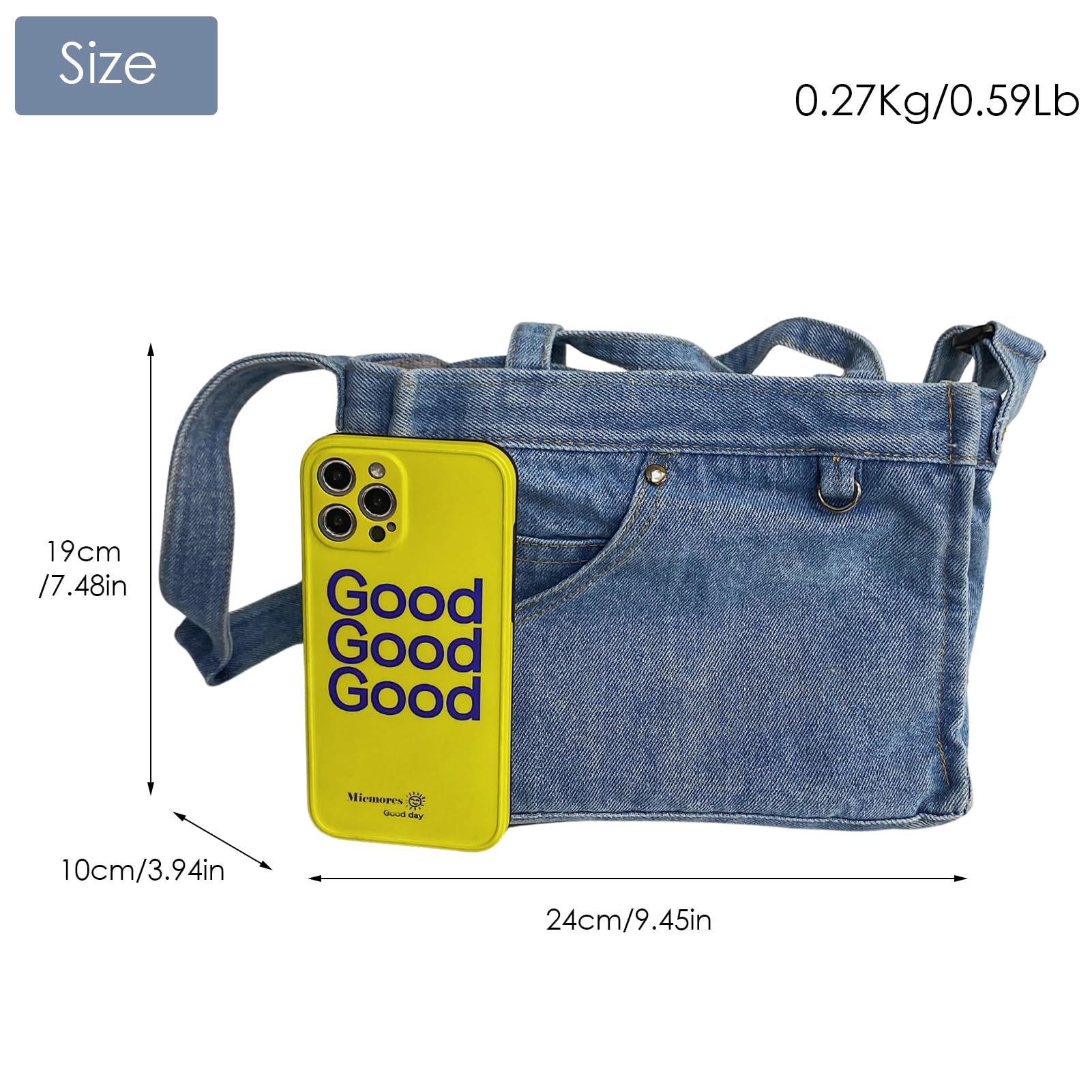 Micmores Women's Denim Crossbody Purse - Stylish Small Tote Hobo Handbag for Everyday Use, Travel & Shopping