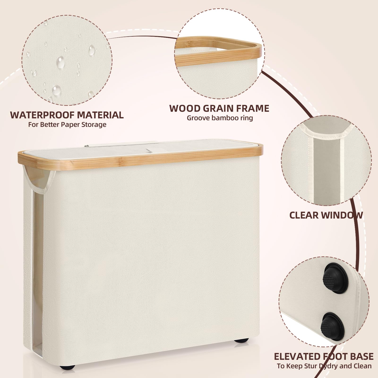 Foldable Toilet Paper Storage Basket with Lid & Handle - Holds 12 Rolls, Waterproof Standing Toilet Paper Holder for Bathroom, RV, Closet - Space-Saving Bathroom Organizer & Tissue Storage Bin for Home, Office, and Travel Use