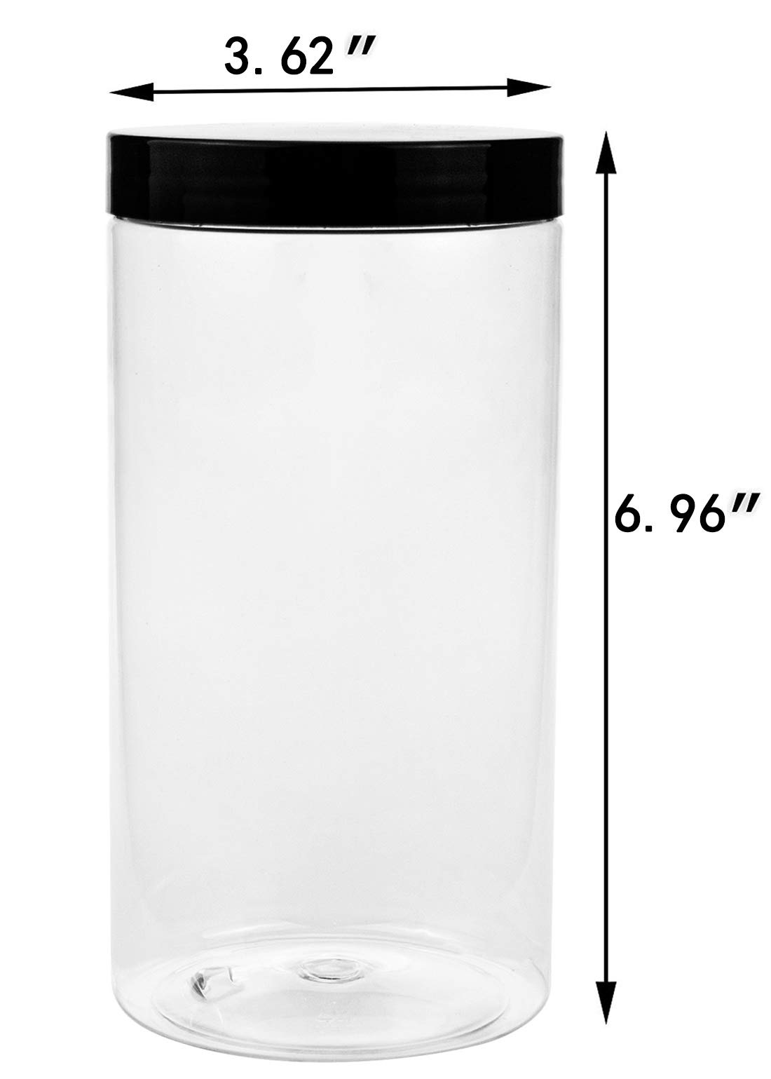 Lawei 8 Pack 34 oz Clear Plastic Jars with Black Lids - Airtight Food Storage Containers for Kitchen Pantry Organization, Perfect for Storing Dry Goods, Nuts, Cookies, Spices, Coffee & More - Ideal for Home, Office & Meal Prep