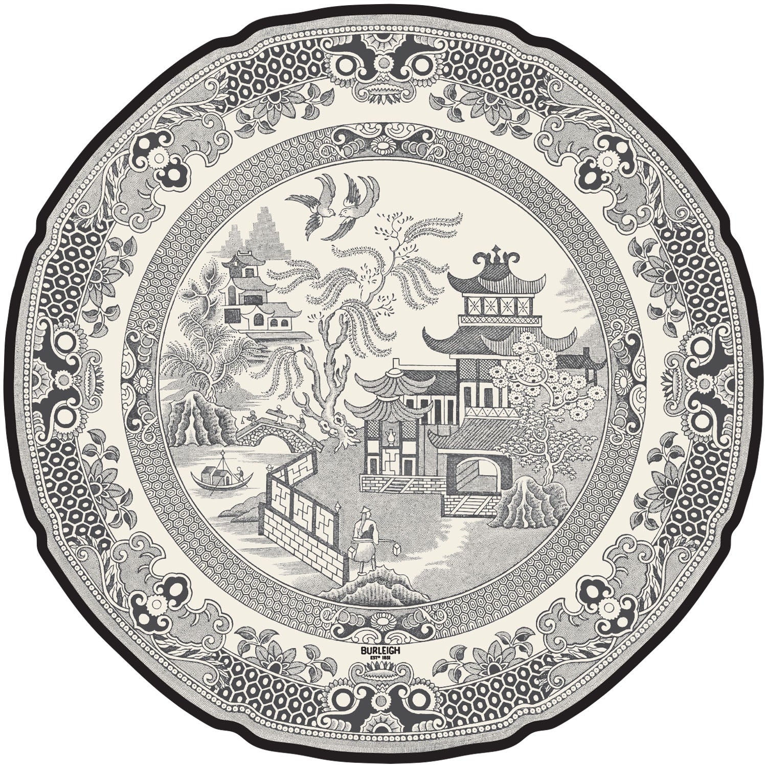 Eco-Friendly Black Willow Plate Placemat - Natural Wooden Table Setting for Dining, Parties & Home Decor
