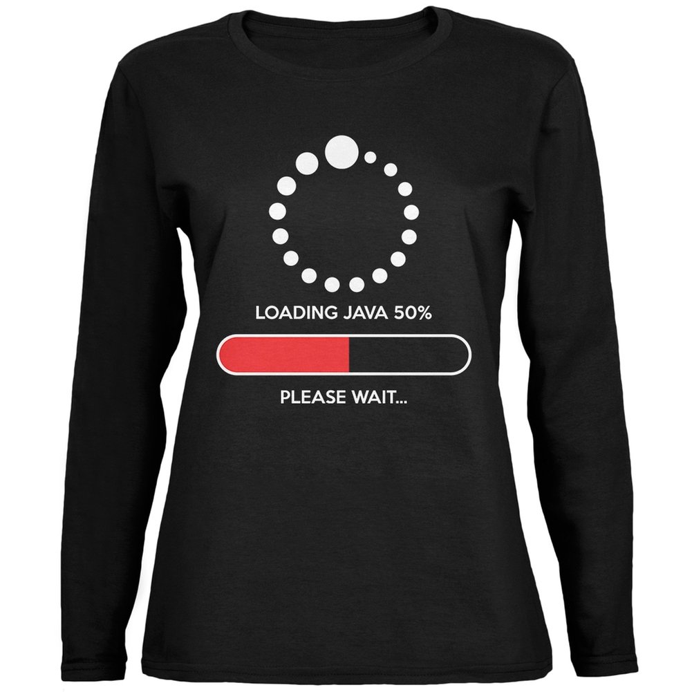 Old Glory Installing Java Coffee Funny Black Women's Long Sleeve T-Shirt - Large | Comfortable Casual Wear for Programmers & Tech Enthusiasts