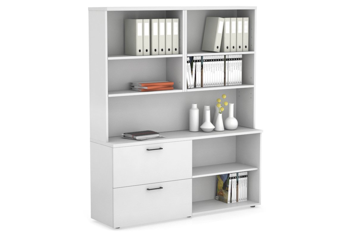 2-Drawer Small Filing Cabinet with Open Storage Hutch - Perfect for Office, Home, or Classroom Organization