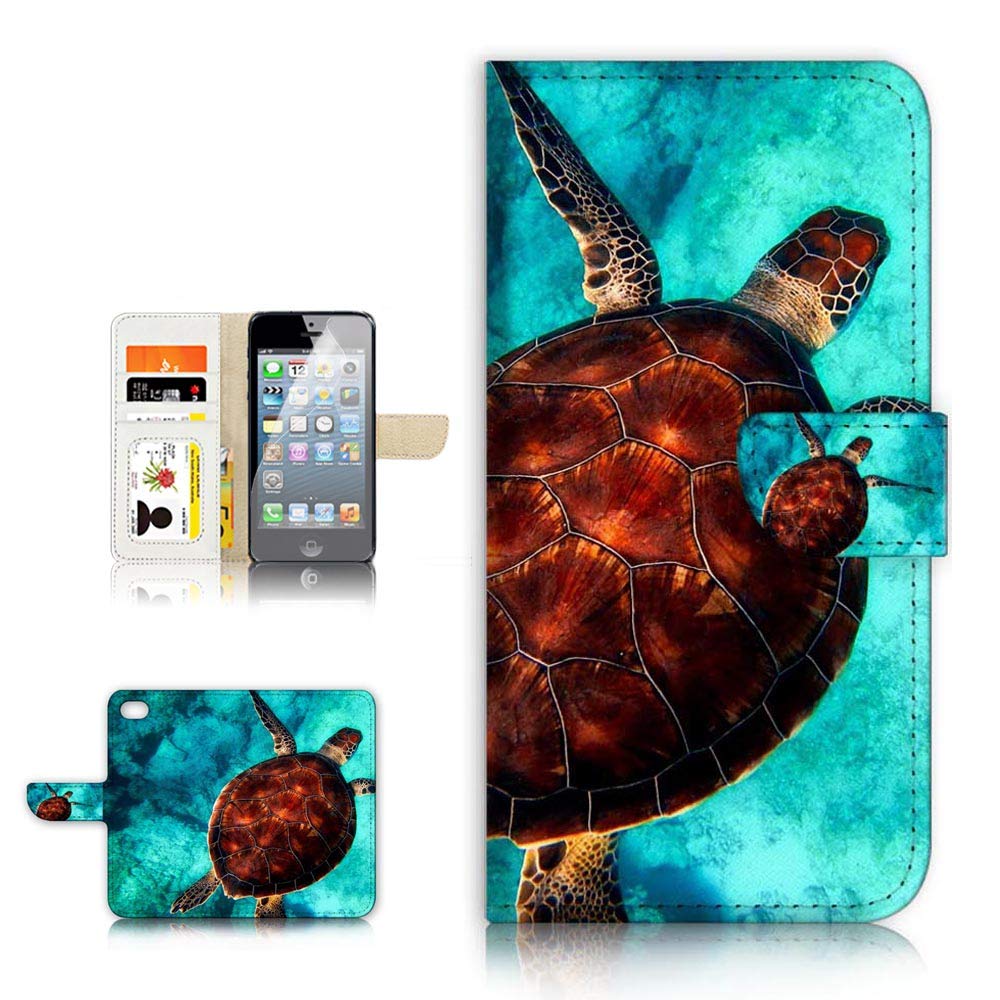 Premium Flip Wallet Case for iPhone 8 Plus/iPhone 7 Plus - Sea Turtle Design - Slim Protective Cover with Card Slots | Perfect for Everyday Use, Travel & Business Meetings