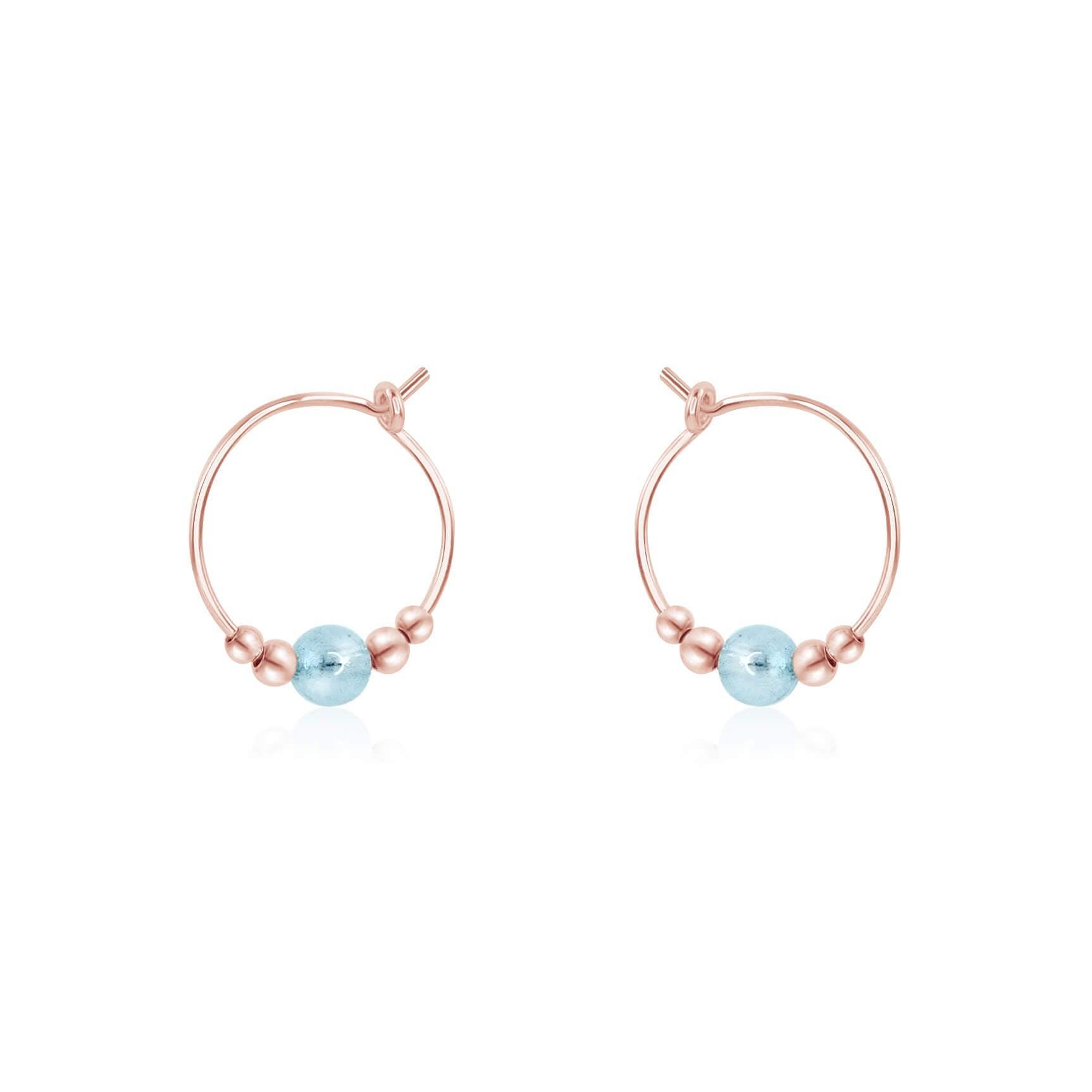 Tiny Blue Aquamarine Bead Hoop Earrings - Dainty Gemstone Jewelry for Women - Perfect for Everyday Wear, Parties & Gifts