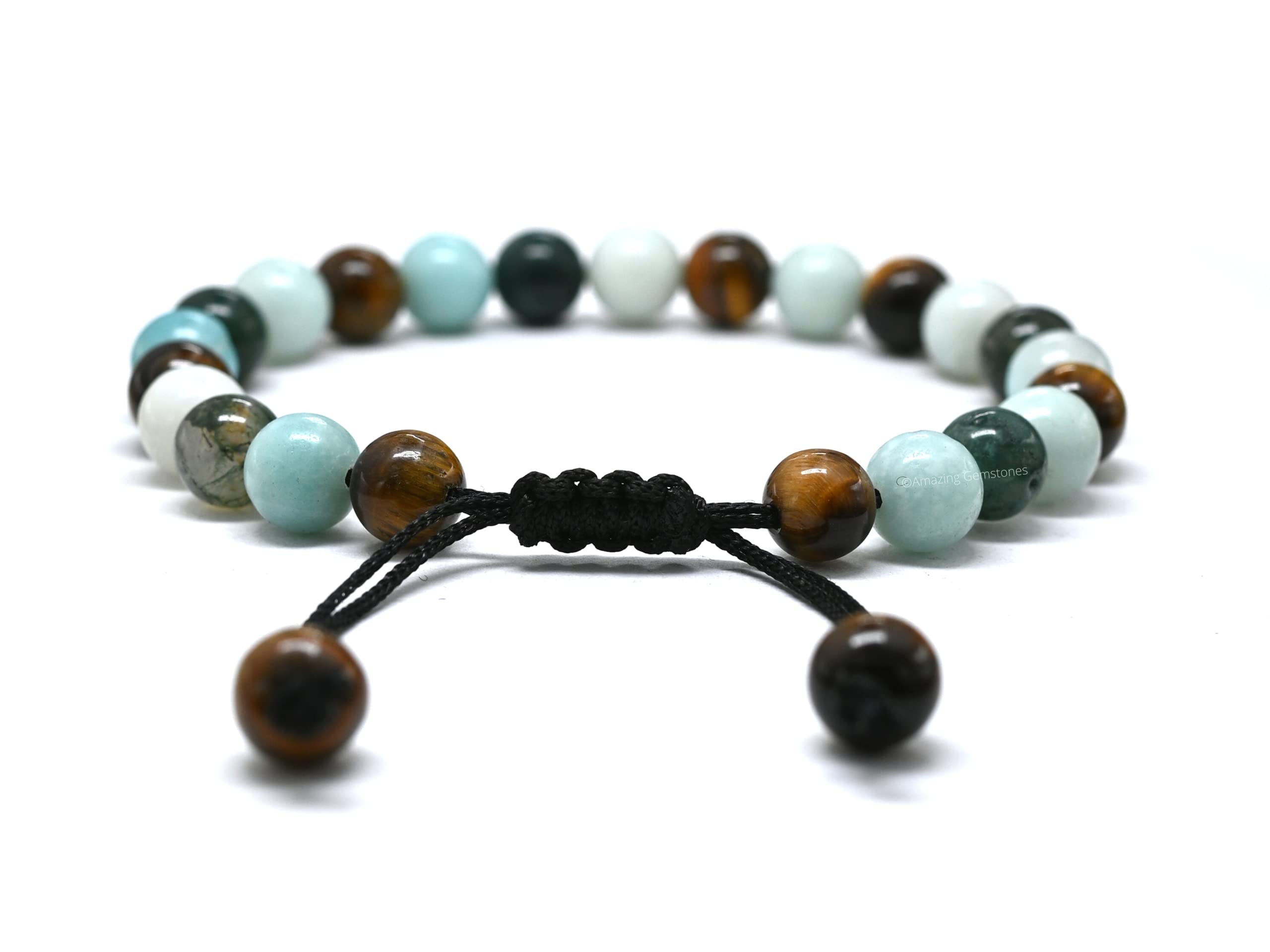 Virgo Zodiac Crystal Bracelet for Women & Men - Amazonite Moss Agate Tiger Eye Healing Bracelet with Adjustable String, Anxiety Relief & Stress Reduction Birthstone Jewelry Gift | Perfect for Meditation, Yoga & Spiritual Healing