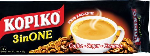 Kopiko 3-in-1 Strong & Rich Instant Coffee Mix with Sugar & Creamer (30 Sticks, 21.2oz) - Perfect for Office, Travel & Home Brewing - Pack of 6 Units