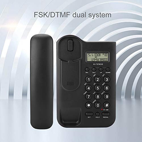 Black Wired Corded Landline Telephone with Backlit Display for Home & Office - Traditional Desk Phone Powered by Telephone Line - Perfect for Hotels, Businesses, and Residential Use