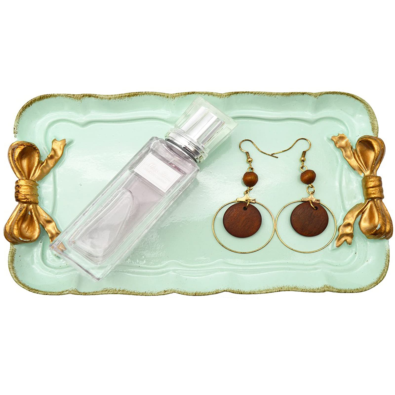 Vintage Jewelry Organizer & Makeup Tray - Elegant Resin Perfume Dish with Ornate Design for Vanity, Dresser, Bathroom | Perfect for Organizing Rings, Necklaces & Cosmetics | Home Decor Gift for Women