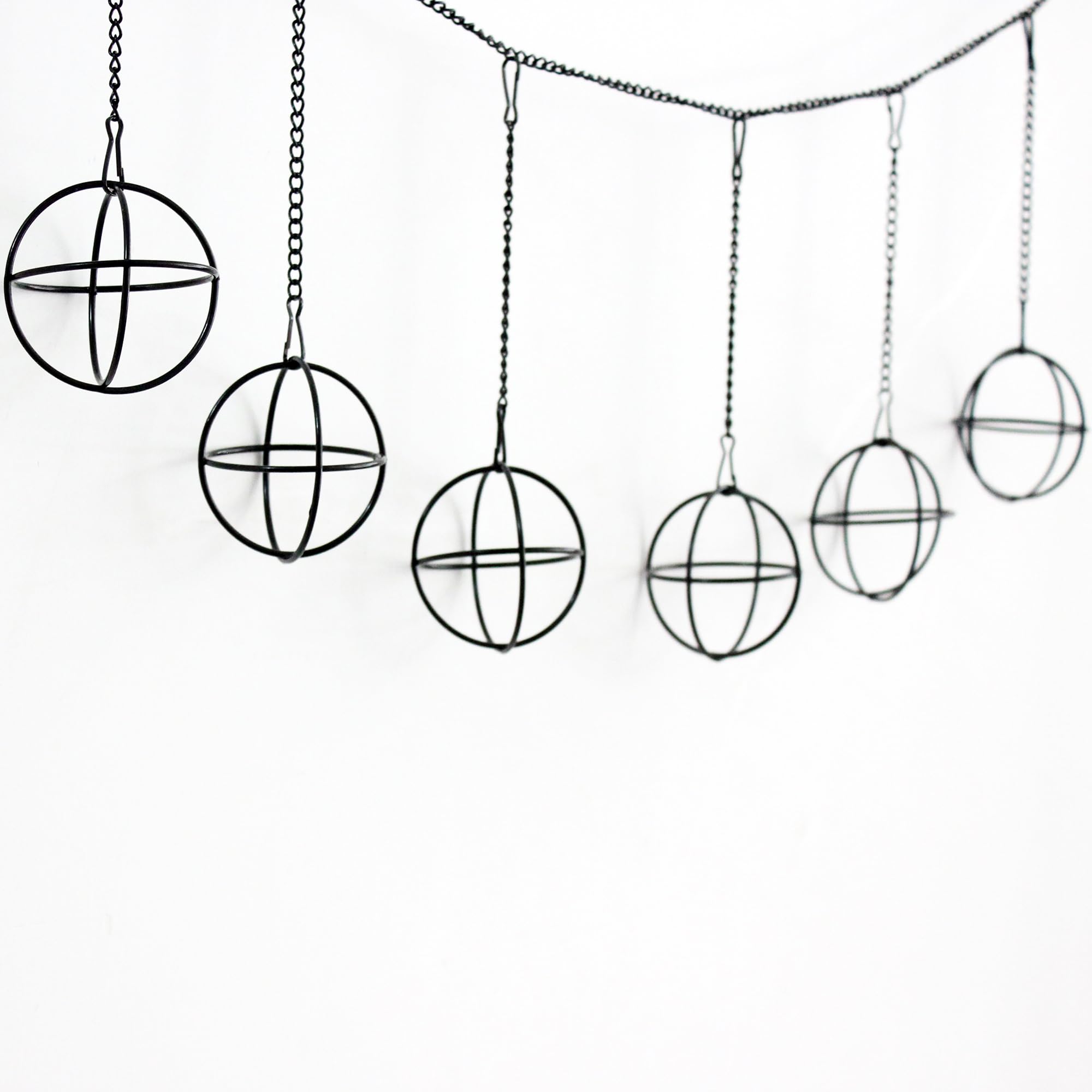6 Set Black Metal Himmeli Air Plant Hangers - Modern Geometric Wall Decor for Tillandsia, Fern & Succulents - Perfect for Home, Office, Wedding & Boho Interior Design - Ideal Gift for Plant Lovers