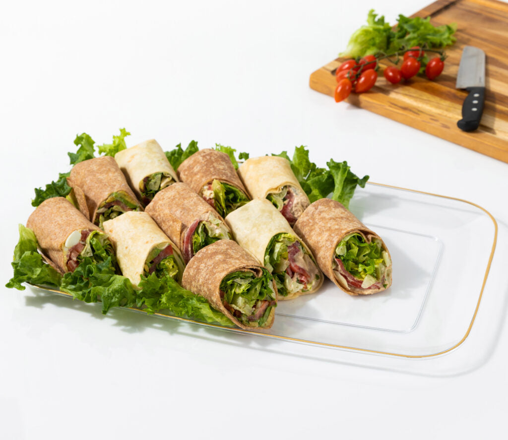 Organic Clear & Gold Rectangle Serving Dish Set - 2 Pack for Elegant Dinner Parties, Buffets & Holiday Entertaining