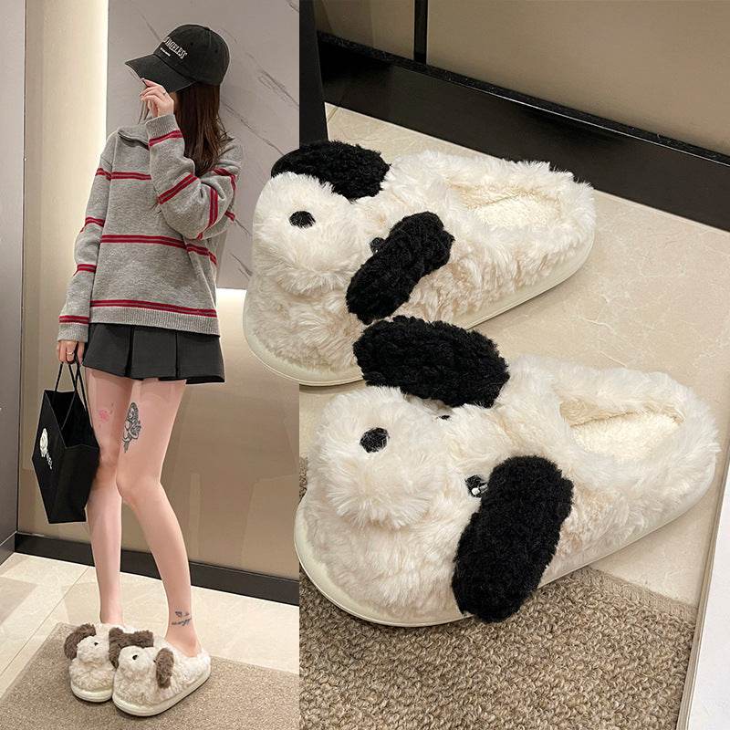 Cozy Fuzzy Puppy Plush Slippers - Soft Indoor House Shoes for Women & Girls | Cute Kawaii Animal Slippers for Home, Lounge, Dorm & Gift Giving