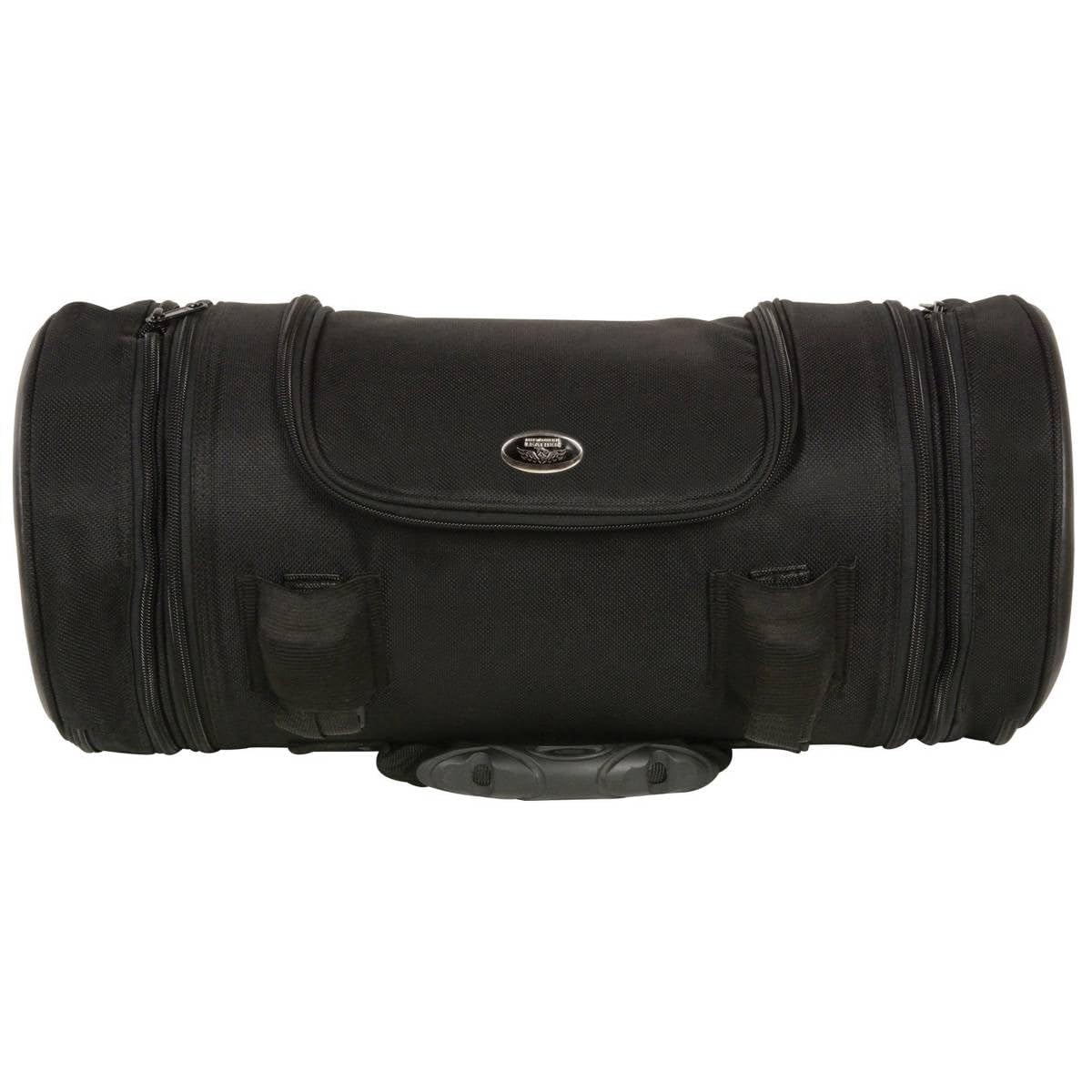 Milwaukee Leather MP8135 Large Black Textile Motorcycle Sissy Bar Roll Bag - Waterproof Travel Luggage for Harley, Cruiser & Touring Bikes - Perfect for Road Trips & Long Distance Riding