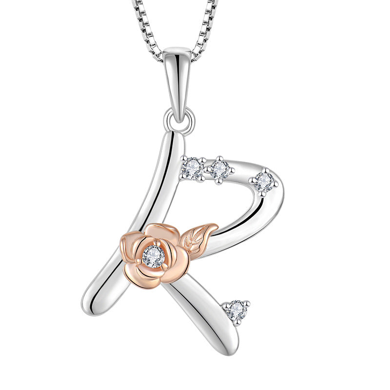 925 Sterling Silver Necklace for Women - Personalized Initial Pendant with Zircon - Elegant Collarbone Chain Jewelry Gift for Her - Perfect for Birthdays, Anniversaries and Special Occasions