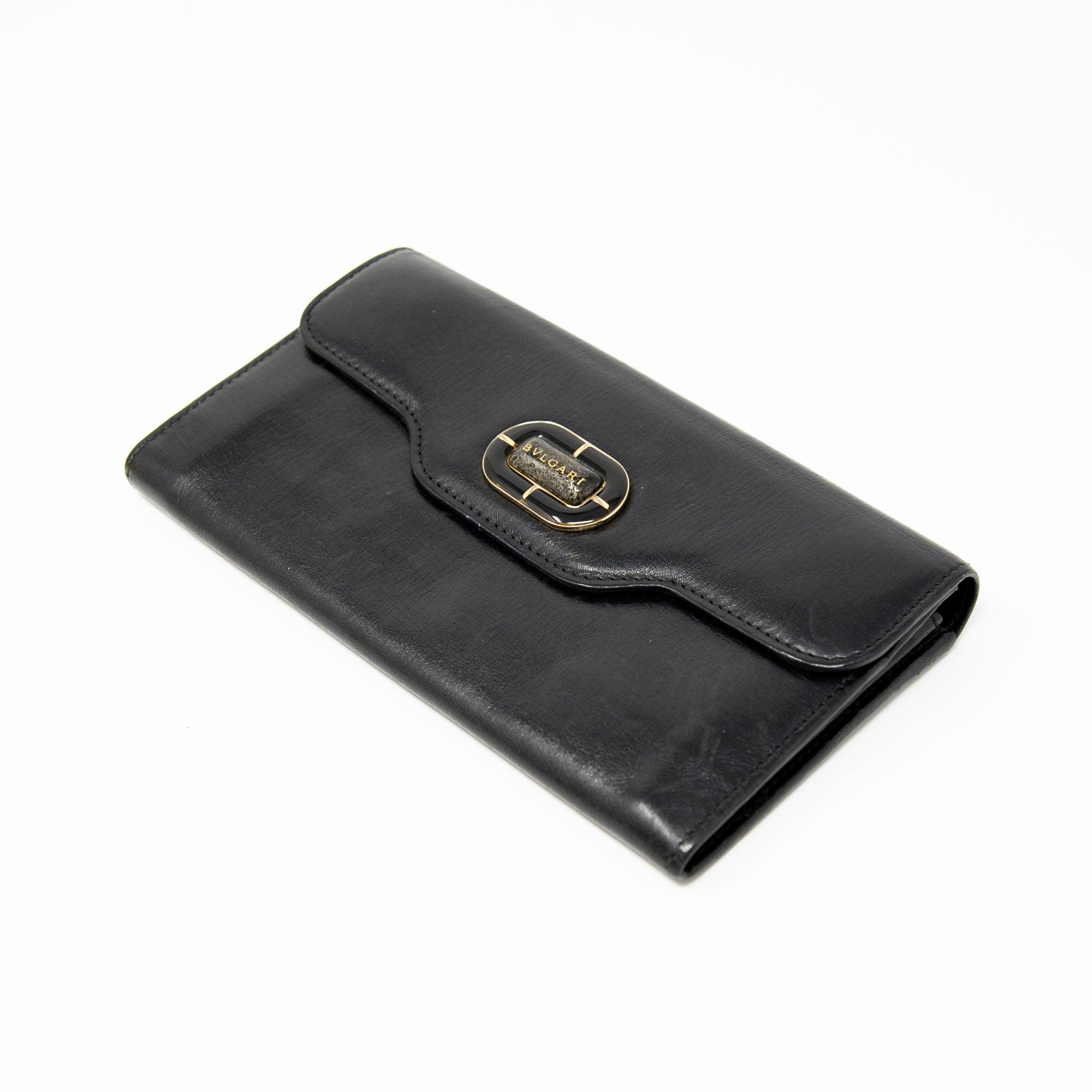 Bvlgari Black Leather Long Wallet for Men - Luxury Designer Bifold Wallet with RFID Protection - Perfect for Business, Travel & Everyday Use