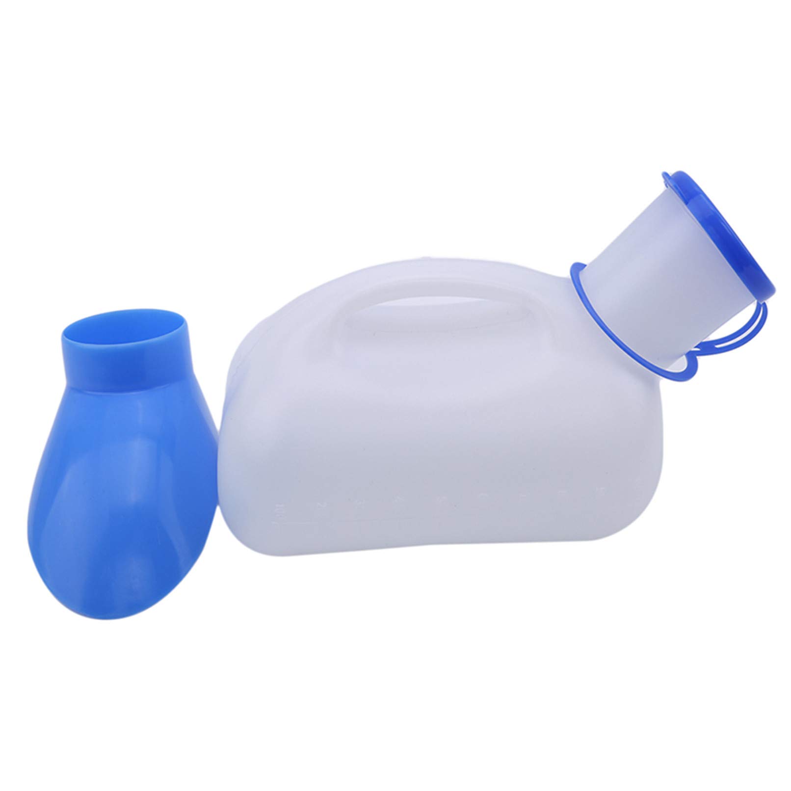 Sevenfly Unisex Bedpan Urinal with Lid & Funnel - Portable Urinal Bottle for Camping, Travel, Hospital & Home Use - White & Blue Design - Ideal for Patients, Elderly Care & Outdoor Adventures