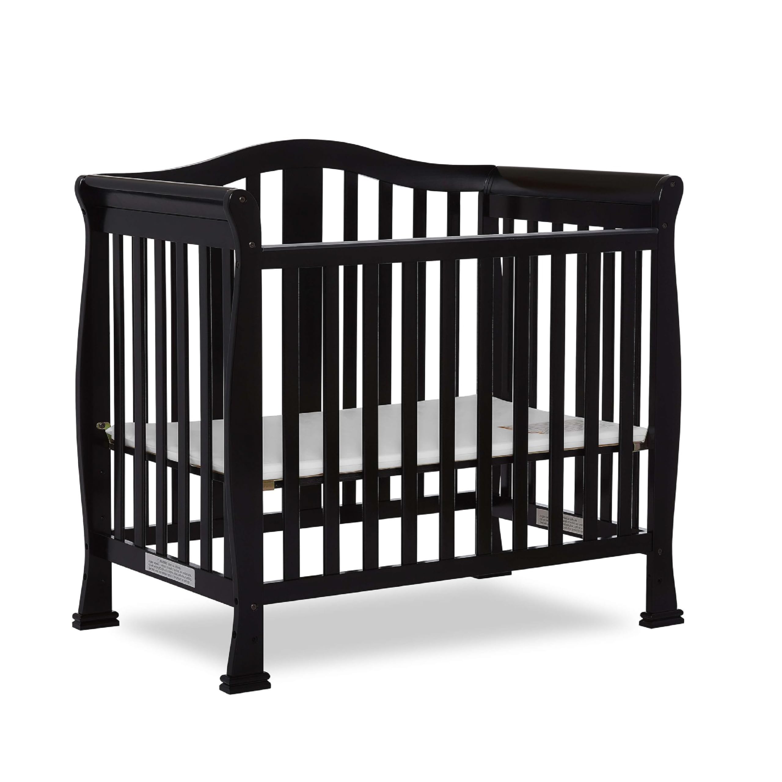 Dream On Me Addison 4-in-1 Convertible Mini Crib - Black | Greenguard Gold Certified | Non-Toxic New Zealand Pinewood | Includes 1