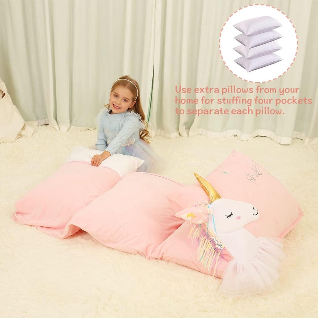 Unicorn Kids Floor Pillow - Soft Bed Seat Cover for Girls, Queen Size - Perfect for Playroom, Bedroom, and Cozy Reading Nook