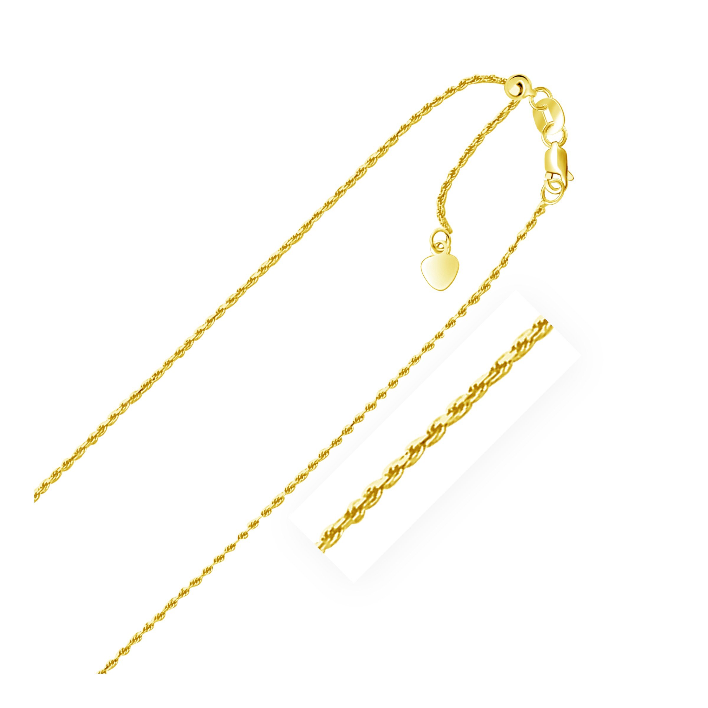 10K Yellow Gold Adjustable Rope Chain Necklace 1.0mm - Dainty Fine Jewelry for Women - Perfect for Everyday Wear, Gifts & Special Occasions