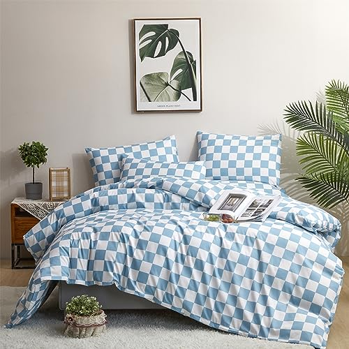 2-white Aqua Blue Plaid