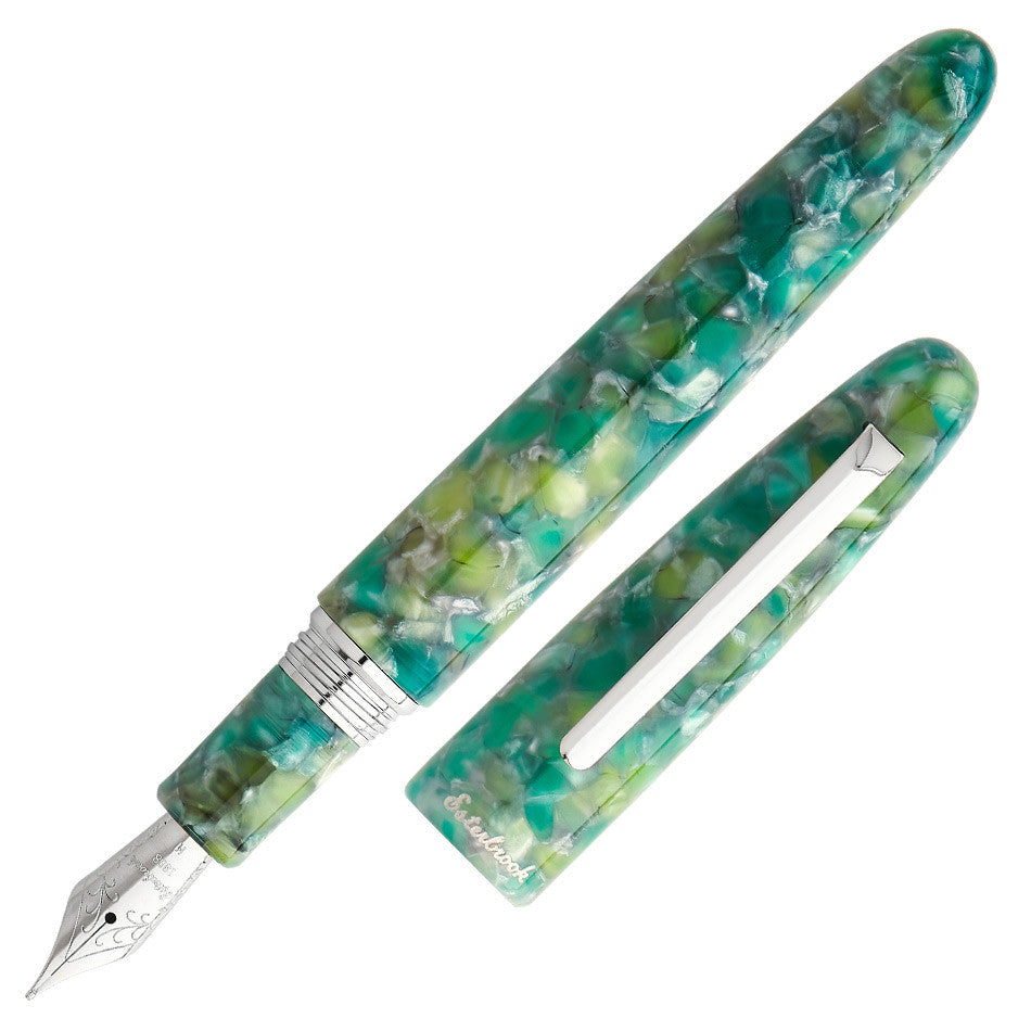 Esterbrook Estie Oversize Fountain Pen - Sea Glass Color with Palladium Trim, Custom Scribe Nib - Premium Writing Instrument for Calligraphy, Journaling & Gift Giving