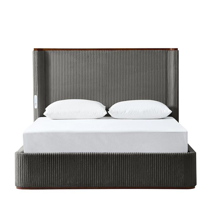 Thaine Hydraulic Storage Bed with LED Lighting & USB Charging Ports - Space-Saving Bed Frame with Underbed Storage for Small Apartments & Dorms