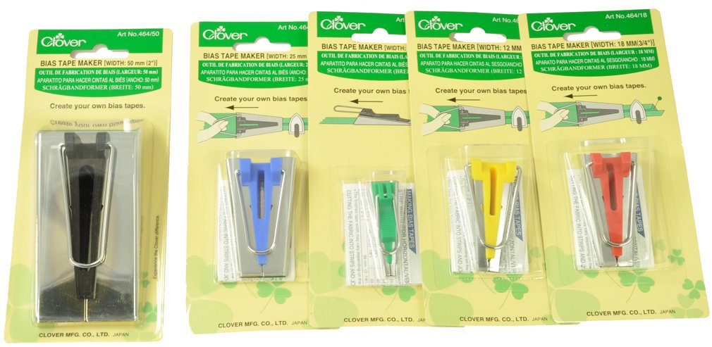 CLOVER Sewing Bias Tape Maker Kit - DIY Fabric Binding Tool for Quilting, Dressmaking & Crafting | Perfect for Hemming, Seam Finishing & Decorative Edges