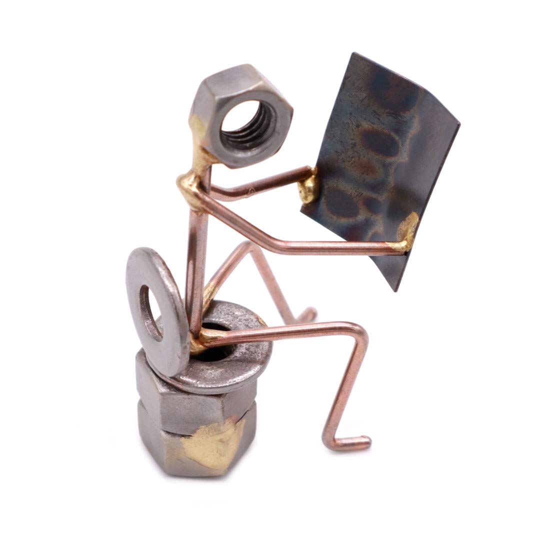 Handmade Metal Art Figurine - Unique Desk Accessory & Office Décor | Collector's Trophy, Boss Gift Idea | Perfect Plumber Gift & Bathroom Book Holder for Home & Office Use