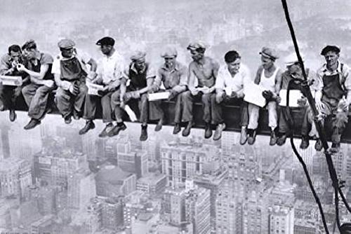 New York Lunch Atop A Skyscraper Vintage Art Print - Wall Decor for Office, Living Room & Bedroom - Famous Historical Photograph Reproduction