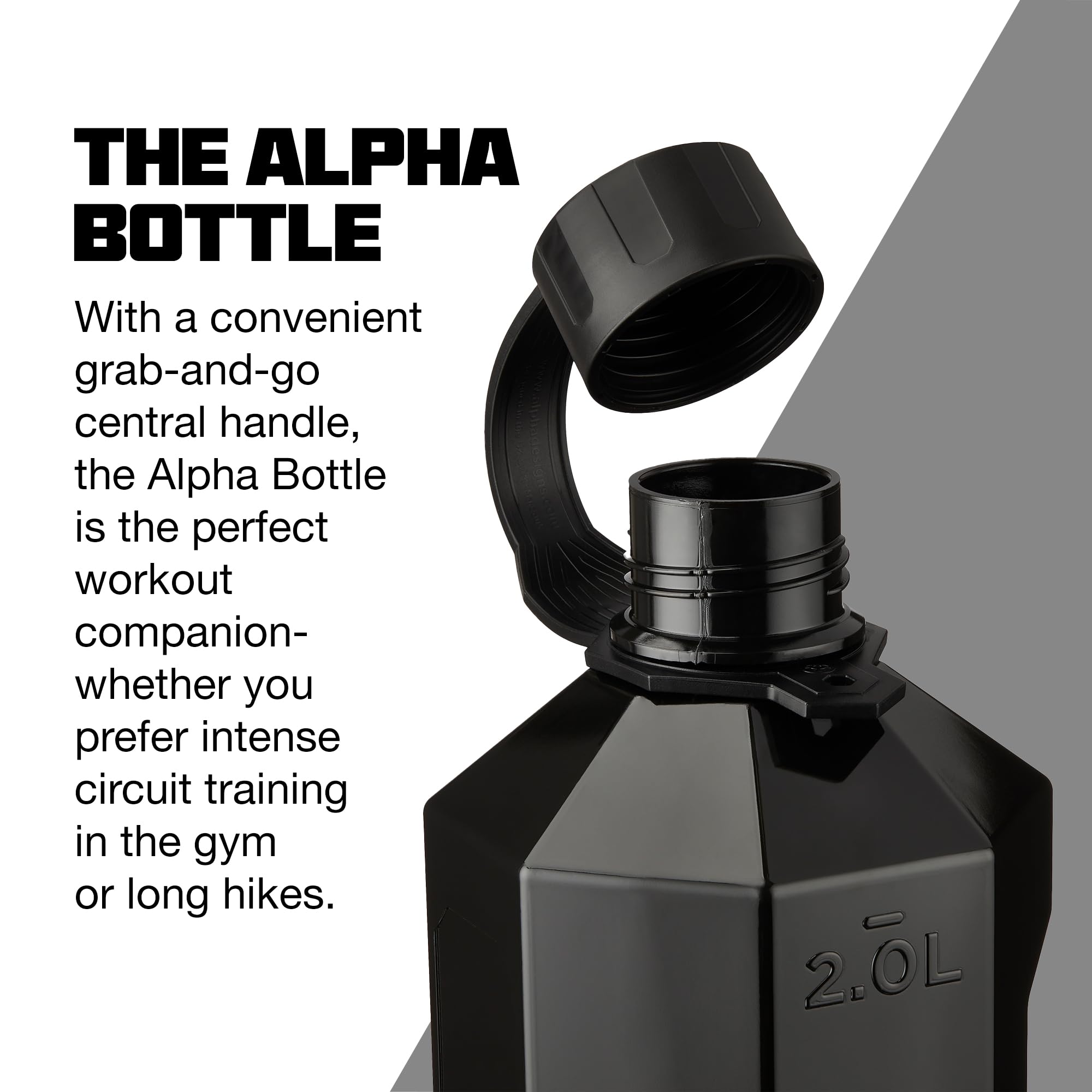 Alpha Bottle XXL - 2400ml Large Water Bottle for Gym, Hiking & Sports - BPA Free, Leak Proof, Durable (Smoke Black) - Perfect for Workouts, Outdoor Adventures & Daily Hydration