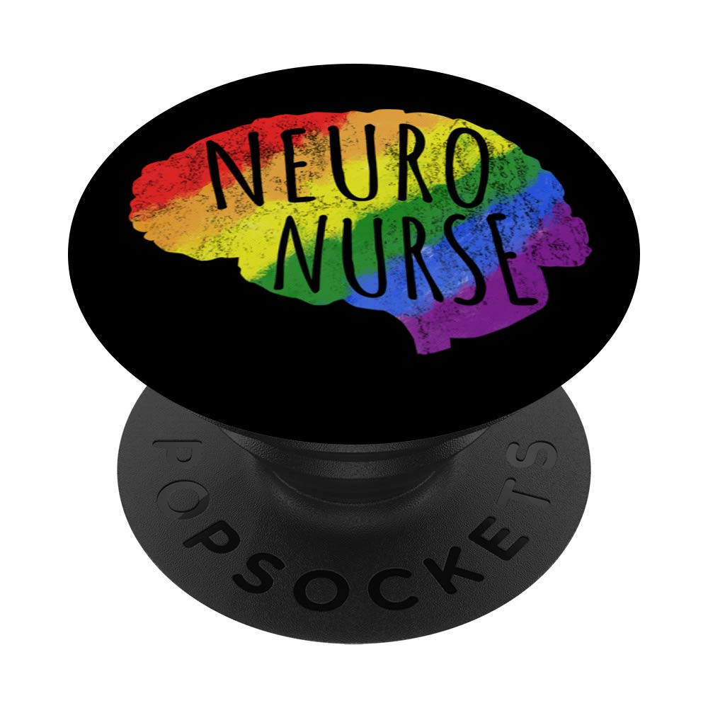 Neuro Nurse LGBT Brain PopSockets - Phone & Tablet Grip Stand with Swappable Top - Perfect for Nurses, Medical Students & LGBTQ+ Pride Supporters