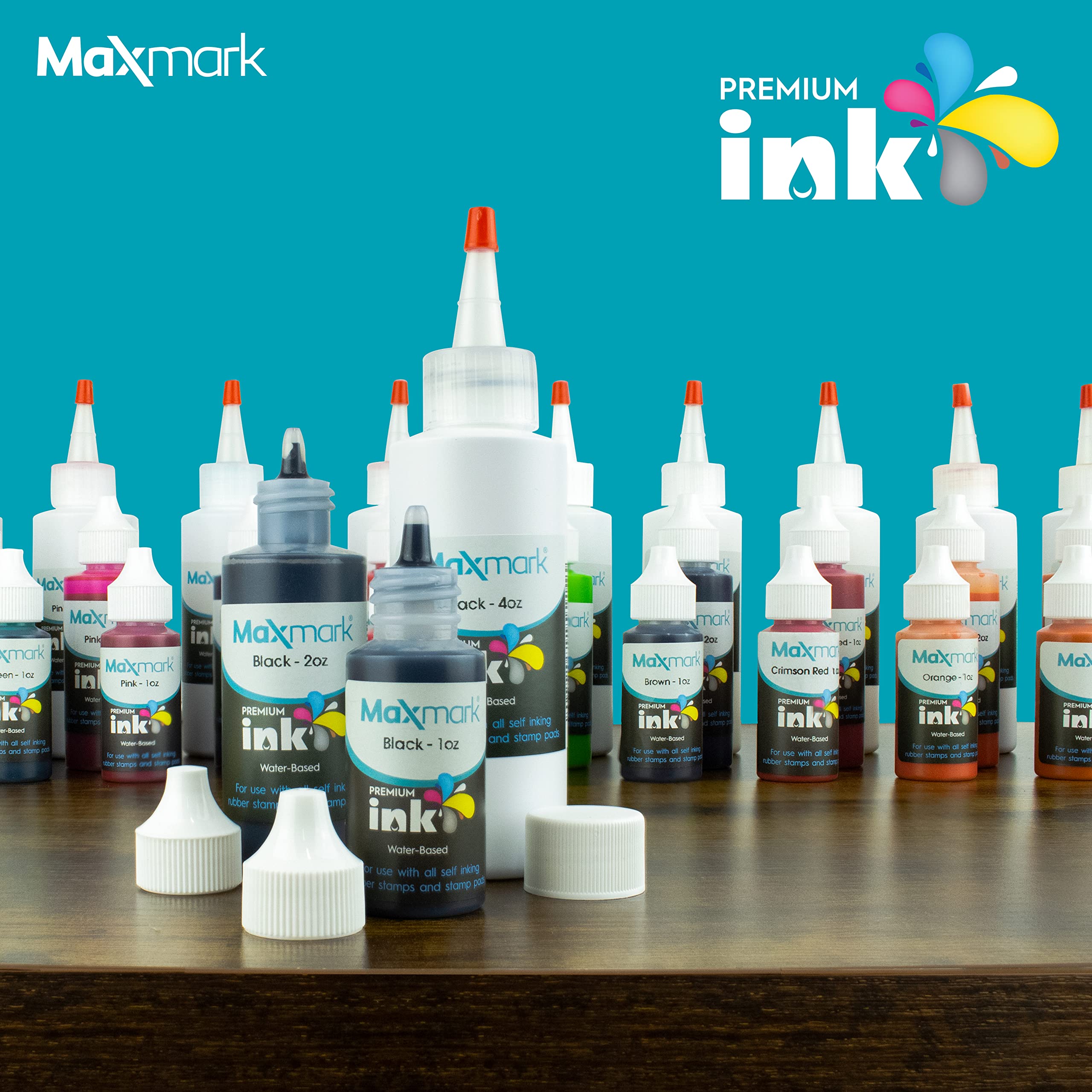 MaxMark Brown Ink for Self Inking Stamps - 4oz | Office & Craft Use