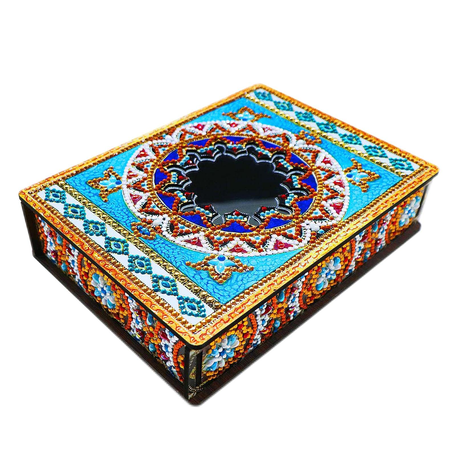 DIY Diamond Painting Jewelry Box - Wooden Mosaic Art Storage Box for Necklaces & Rings, Creative Craft Kit with Rhinestones - Perfect for Home Decor, Gift Giving & Craft Enthusiasts